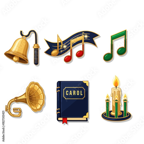 Luxury Christmas Music Icon Set