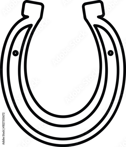 Horseshoe line art minimalist black outline vector