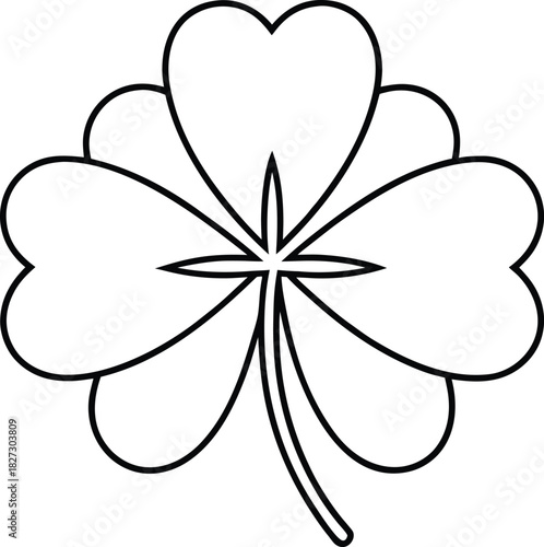 Lucky Clover line art vector four leaf clover outline