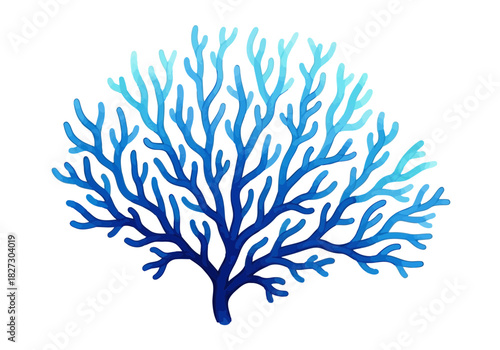 Vibrant blue branching coral illustration, perfect for marine life and ocean theme designs
