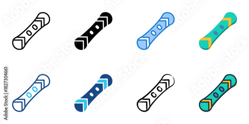 Snowboard icon set multiple style vector collection 
