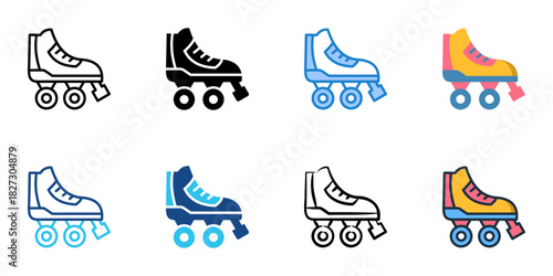 Roller Skates icon set multiple style vector collection 
