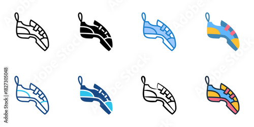 Climbing Shoes icon set multiple style vector collection 
