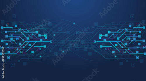 Futuristic Artificial Intelligence Background with Digital Circuit Line Design and Machine Learning Vector. Best for Tech, AI, and Innovation Themes