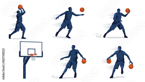 Dynamic Basketball Skills Showcase Player Actions and Moves Collection