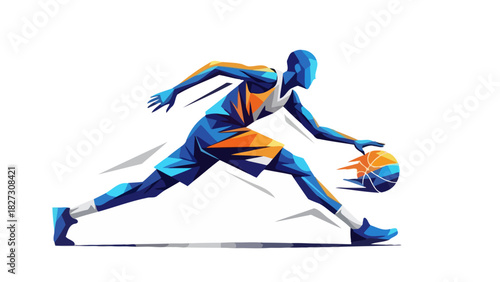 Dynamic Basketball Player in Action Graphic Art Illustration