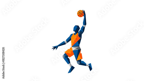 Dynamic Basketball Player Slam Dunking Action Athletic Silhouette Art