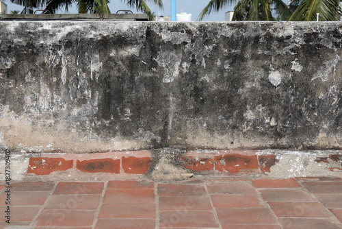 Old weathered cement wall and floor