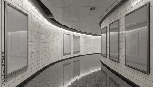 3D Render White Empty 3 Billboard At The Station