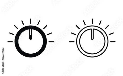 Volume or Brightness Knob Icons - Control, Adjustment & User Interface