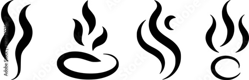 Abstract Black and White Swirls and Flames: A Set of Stylized Icons