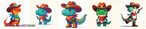 VECTOR IMAGE T-REX A WEARING COWBOY COSTUME FLAT DESIGN