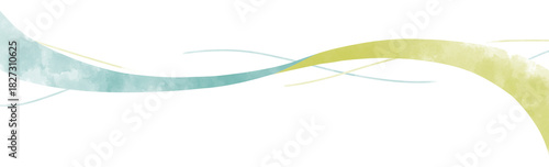 波や風を想起させるライン水彩素材水色と黄緑色