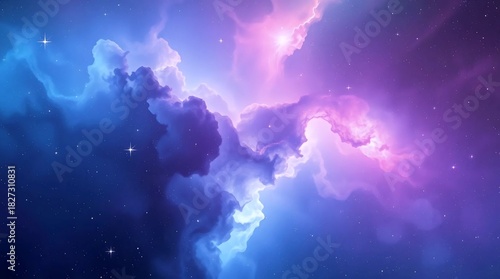 Purple-Pink Cosmic Clouds with Celestial Glow
