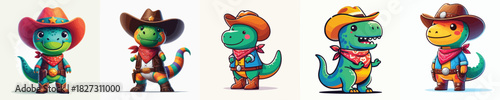 VECTOR IMAGE T-REX A WEARING COWBOY COSTUME FLAT DESIGN