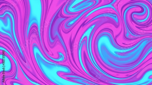 Fluid Marble Swirl in Fuchsia and Cyan