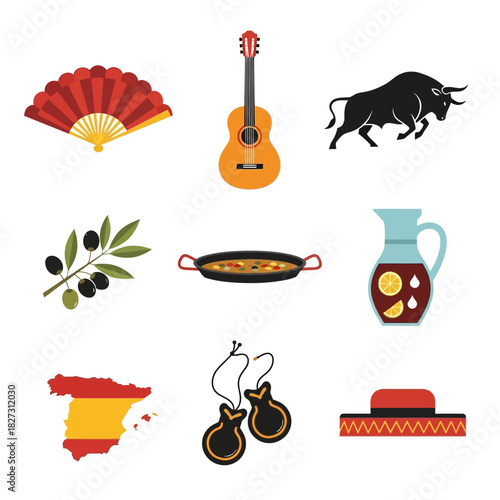 Spanish Cultural Food and Travel Icons