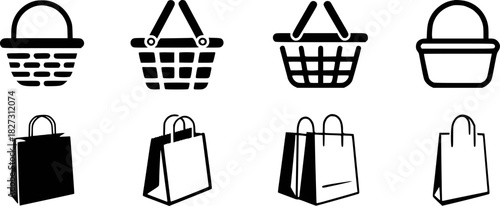 Collection of Shopping Baskets and Bags Icons