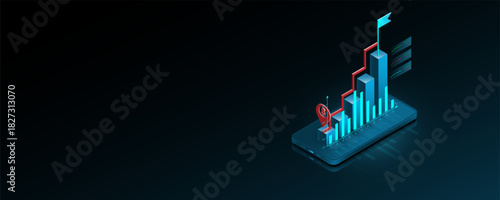 technology on mobile phones financial analysis graph concept Currency Exchange Marketing