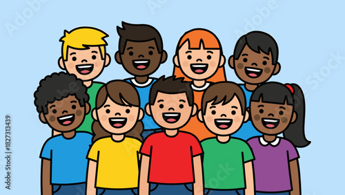 Diverse Group of Happy Smiling Children Illustration