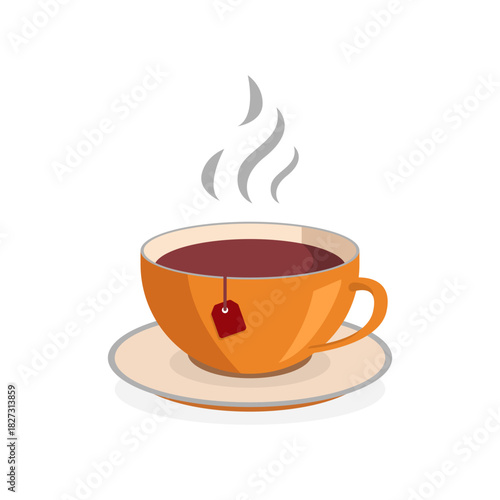 hot tea in glass or mug illustration