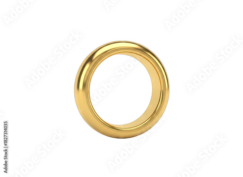 Golden Wedding Ring with Red Interior on Transparent Background