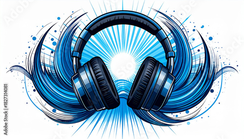 Bold Ink Headphone Doodles for Music Podcast Cover