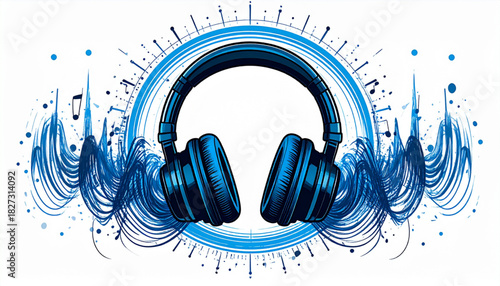 Bold Ink Headphone Doodles for Music Podcast Cover