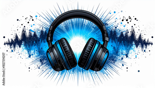 Bold Ink Headphone Doodles for Music Podcast Cover