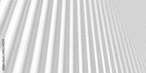 Abstract minimalist white vertical striped background for modern design. 3d render