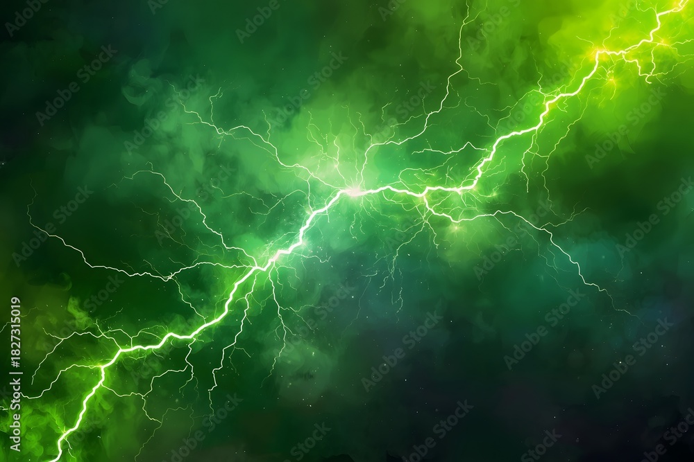 Fototapeta premium Green abstract lightning, plasma background
