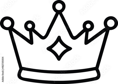 Royal Crown Icon Elegant Minimalist King Symbol Vector