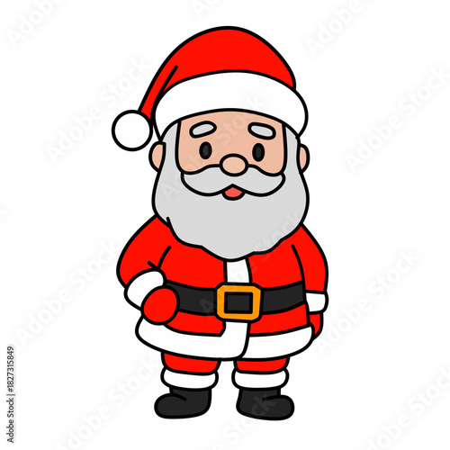 Cute Santa Christmas Character – Flat Cartoon Vector Illustration