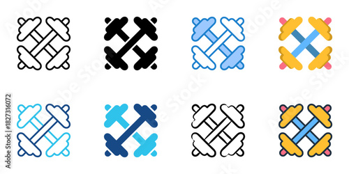 Dumbbells icon set multiple style vector collection 
