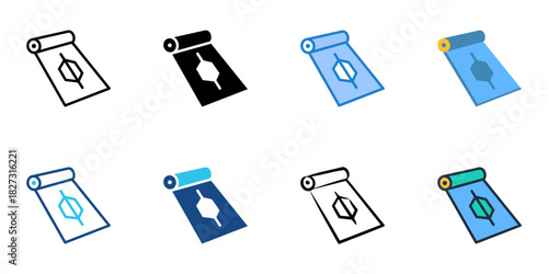 Yoga Mat icon set multiple style vector collection 
