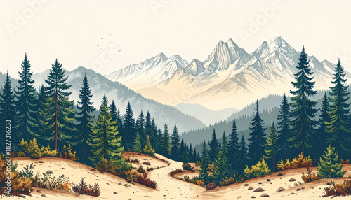 Rough Pencil Mountain Doodles for Adventure Brochure