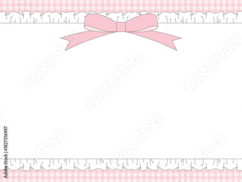 かわいいリボン付きのフリルフレーム