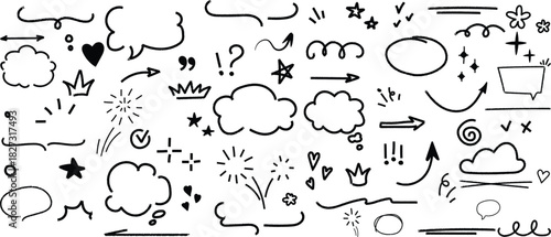 Hand drawn doodle elements collection on white background