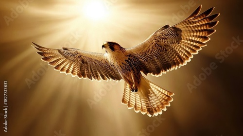 A Majestic Falcon Soaring High Above the Landscape