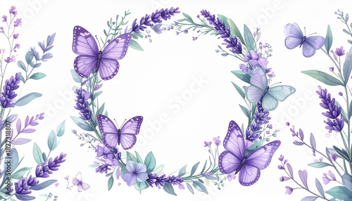 Soft Pastel Butterfly & Floral Doodles for Wedding Invitation