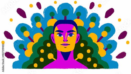 Conceptual Vector Illustration of Calm Focus, Chaos Transforming to Serene Garden in Mind