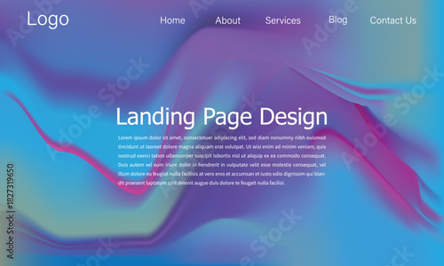 Vibrant fluid gradient landing page website design template.