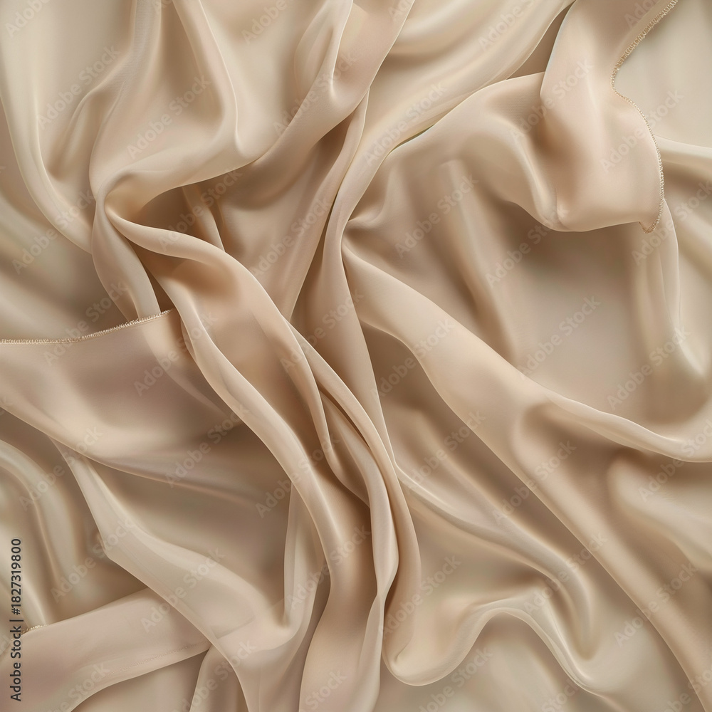 Obraz premium Flowing beige silk fabric with soft folds and texture