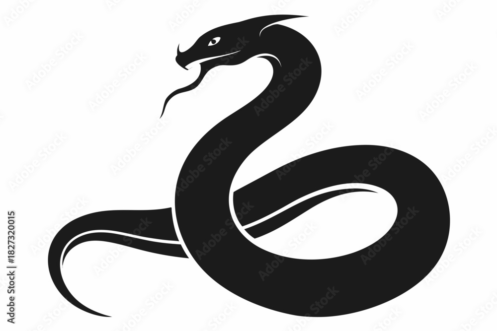 Obraz premium Black and white snake tattoo vector illustration