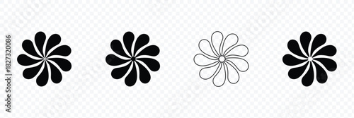 flower diagram with 6 petals. flower with six leaves flat shape icon. infographic circle diagram. pie chart. round wheel chart. vector illustration isolated on white background .EPS 10 .