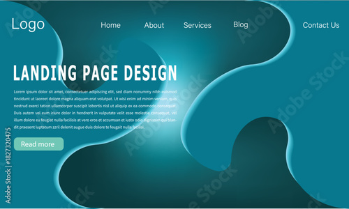 Fluid abstract landing page design with modern website layout.