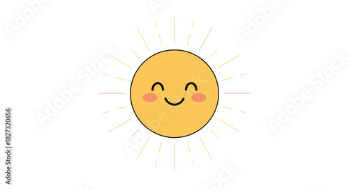 Brighten your day with this cheerful sun illustration, radiating warmth and happiness, perfect for designs needing a dose of positive energy and fun