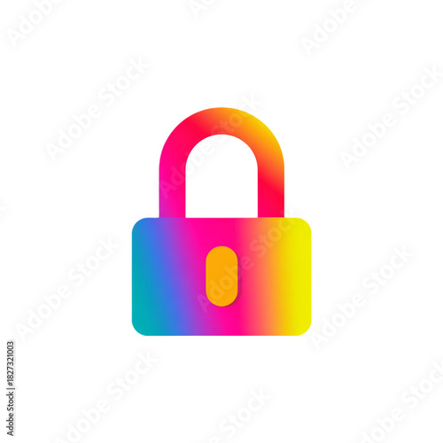 Colorful padlock icon isolated on transparent background