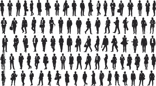 WebBusiness silhouettes, professional crowd, corporate people, office workers, diverse professionals, standing poses, team concept, workforce group, modern business community