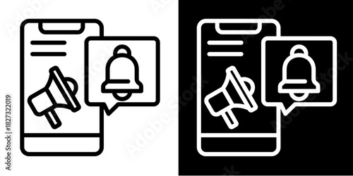 Push Notification  Icon Set White Style Collection